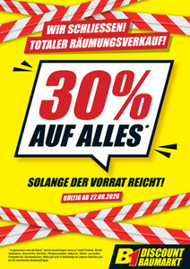 B1 Discount Baumarkt Prospekt - 30% Auf Alles