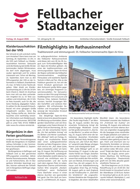 Fellbacher Wochenblatt 14.08.2026