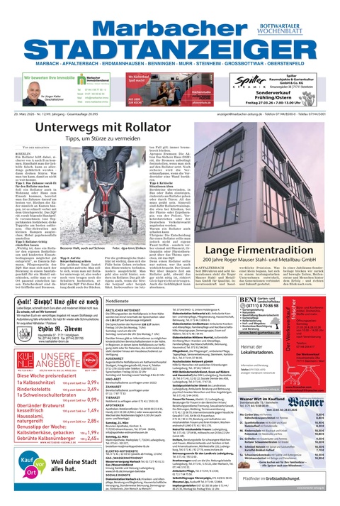 Marbacher Stadtanzeiger 20.03.2026