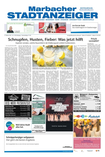 Marbacher Stadtanzeiger 09.10.2025