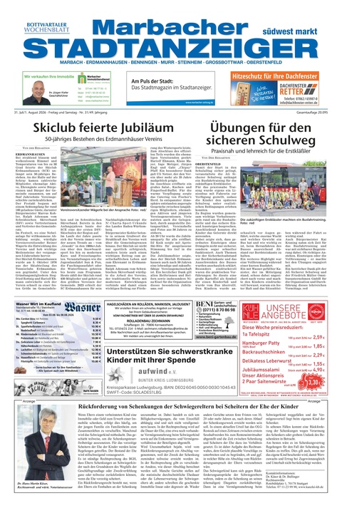 Marbacher Stadtanzeiger 31.07.2026
