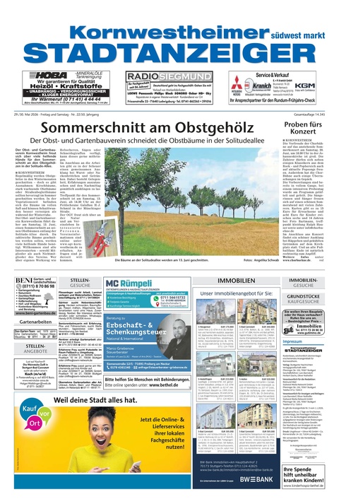 Kornwestheimer Stadtanzeiger 29.05.2026