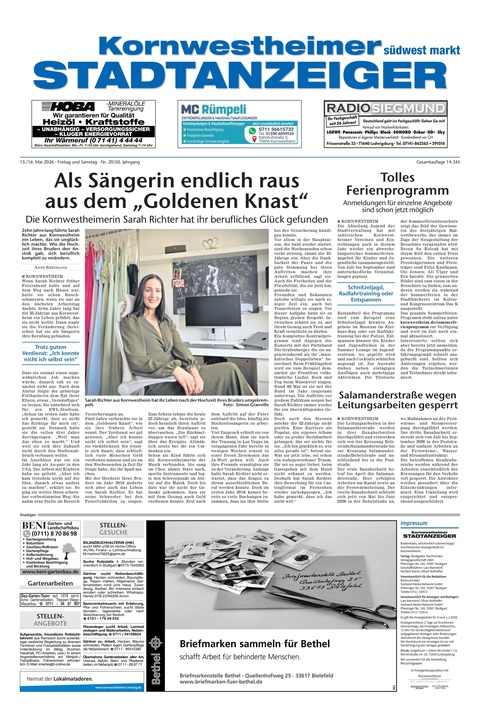 Kornwestheimer Stadtanzeiger 15.05.2026