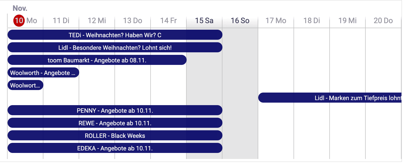 weekli Angebots-Kalender